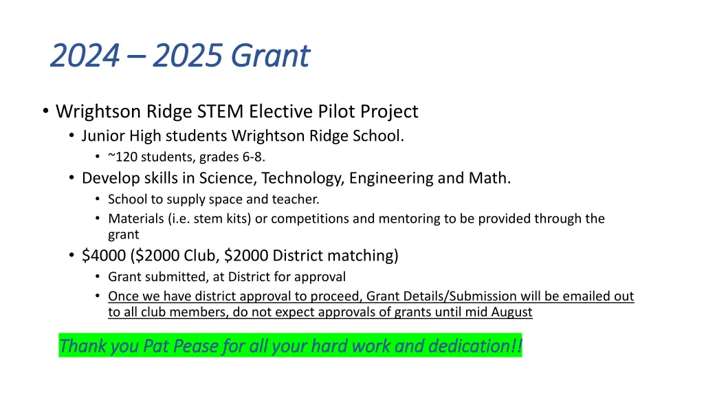 2024 2024 2025 grant 2025 grant
