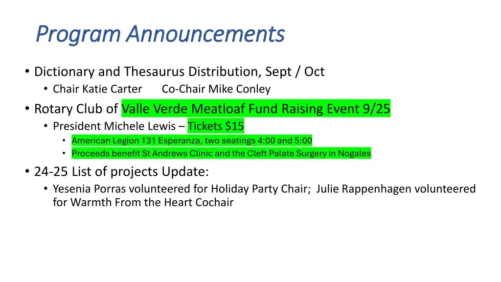 program announcements program announcements 2