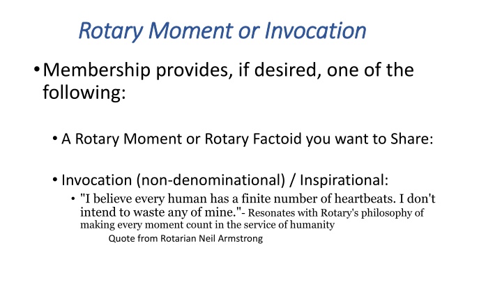 rotary moment or invocation rotary moment