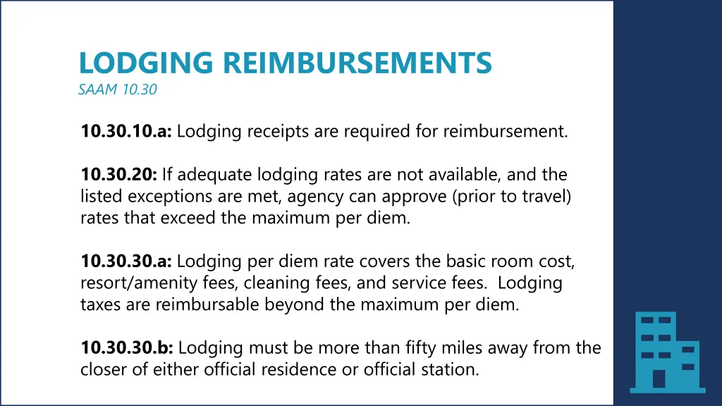 lodging reimbursements saam 10 30