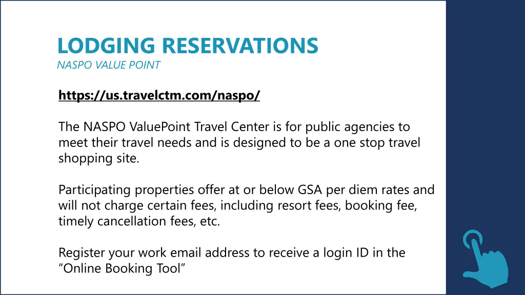 lodging reservations naspo value point