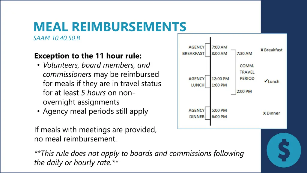meal reimbursements saam 10 40 50 b