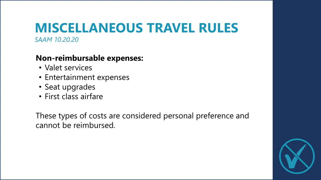miscellaneous travel rules saam 10 20 20
