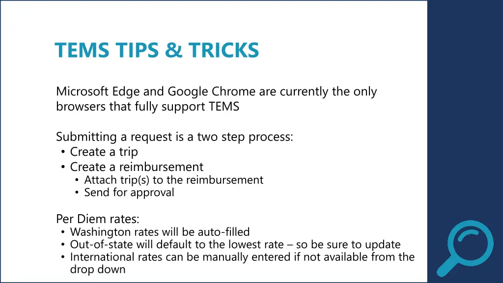 tems tips tricks