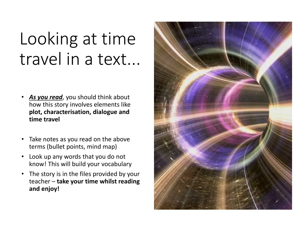 looking at time travel in a text