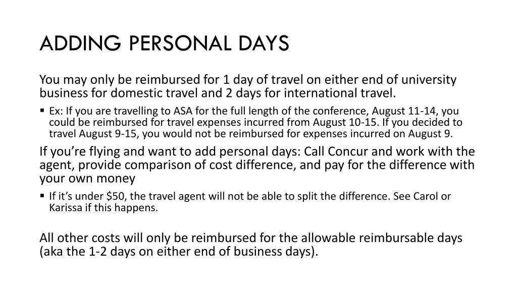adding personal days