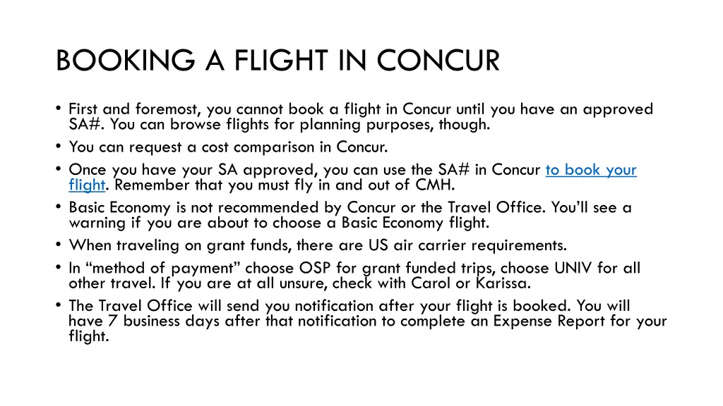 booking a flight in concur 1