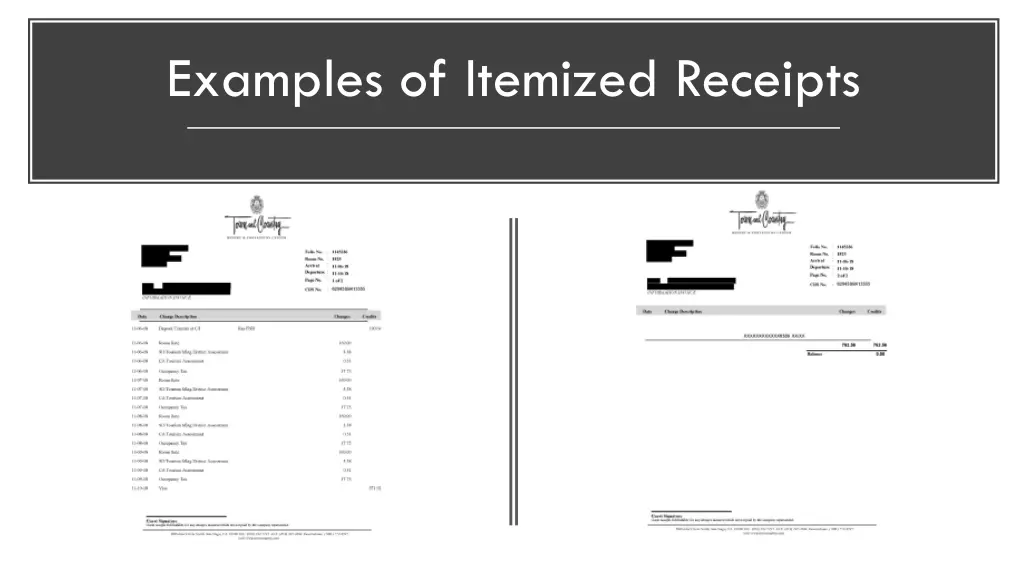 examples of itemized receipts