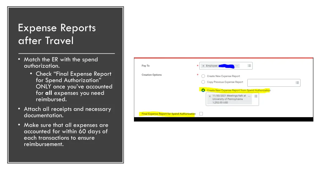 expense reports after travel