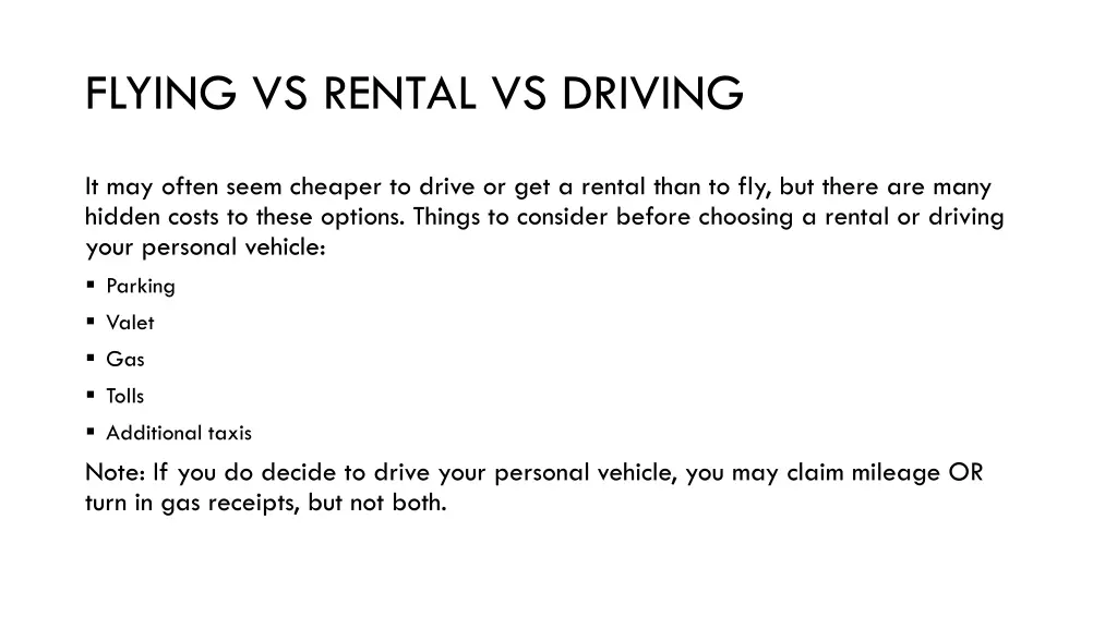 flying vs rental vs driving