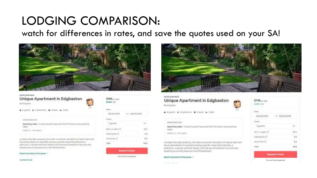 lodging comparison watch for differences in rates