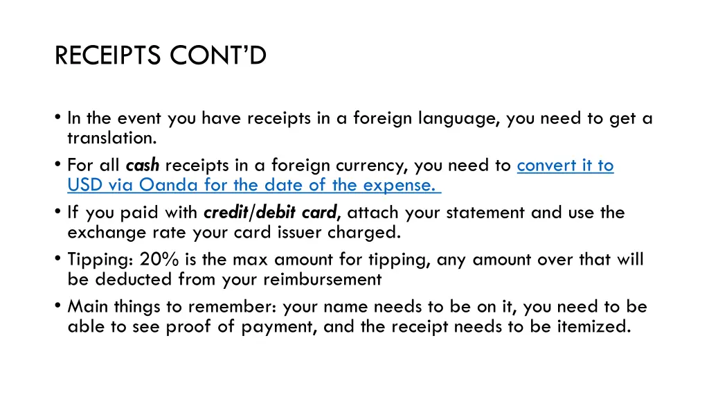 receipts cont d