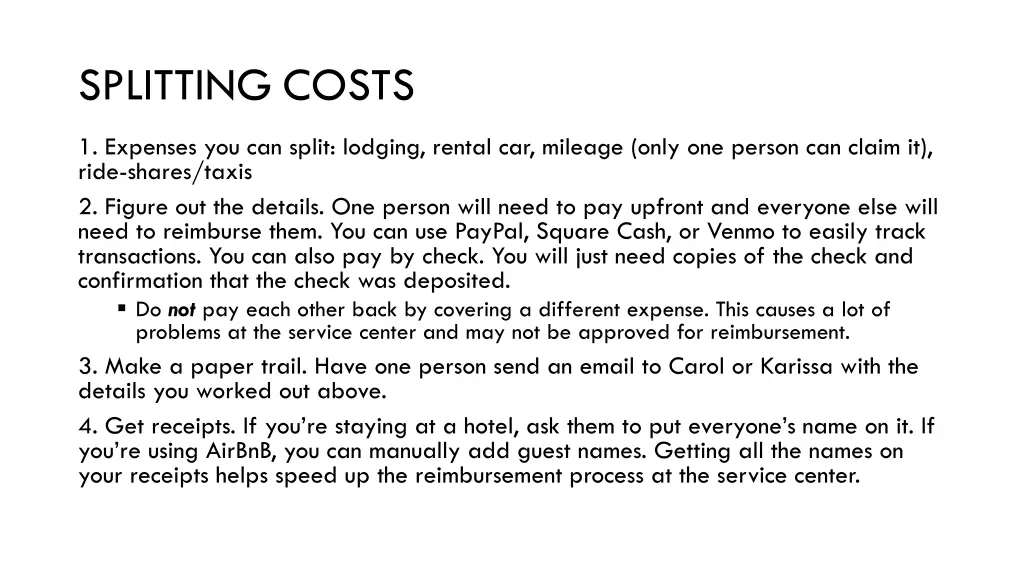 splitting costs