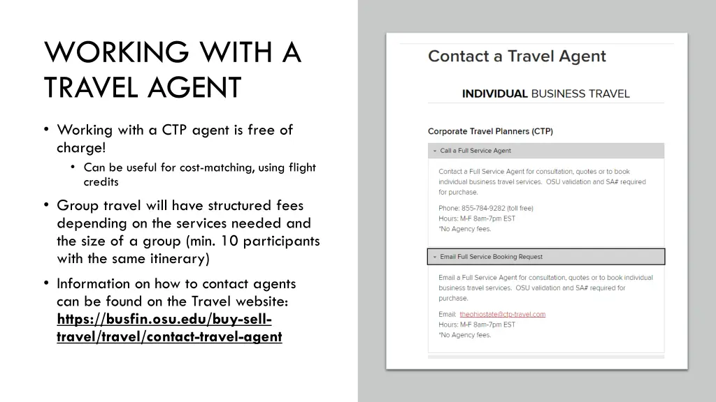 working with a travel agent