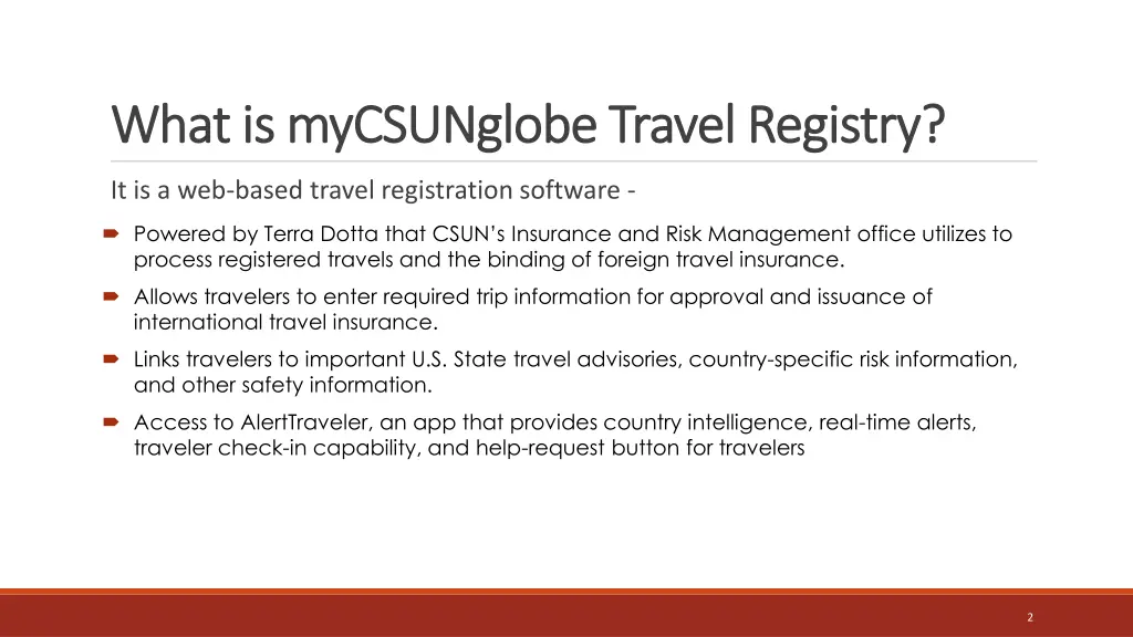 what is mycsunglobe travel registry what