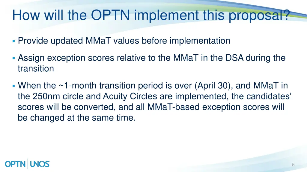 how will the optn implement this proposal