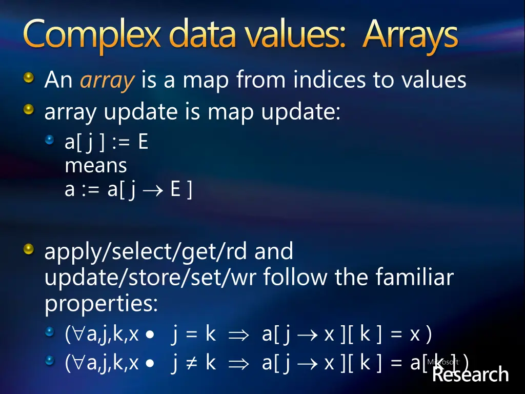 complex data values arrays an array is a map from