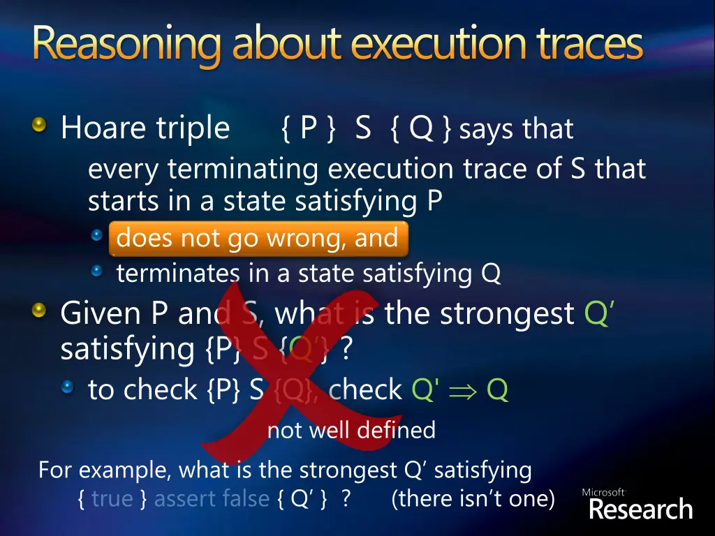 reasoning about execution traces 2