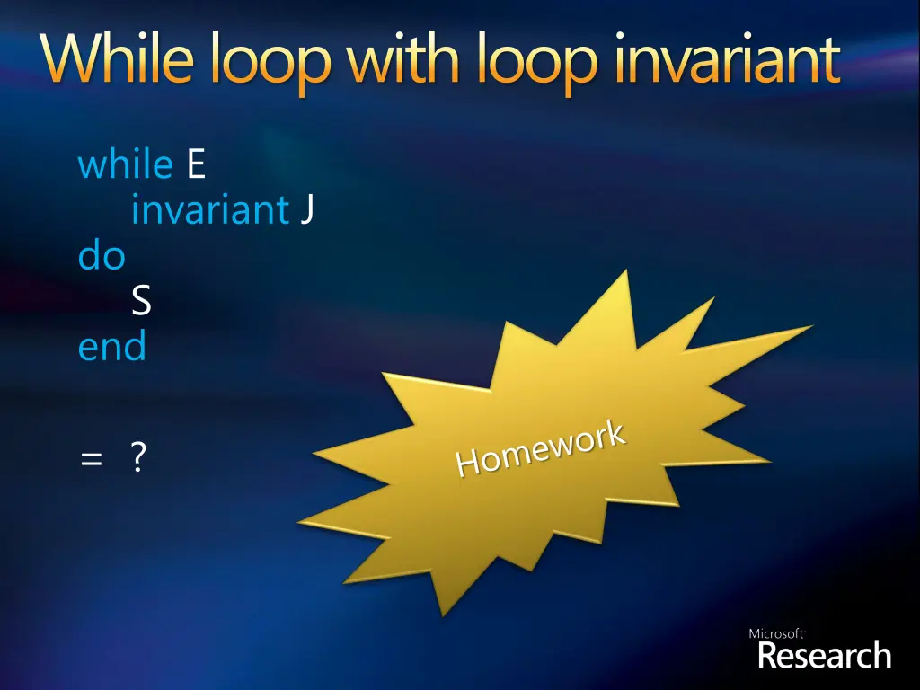 while loop with loop invariant