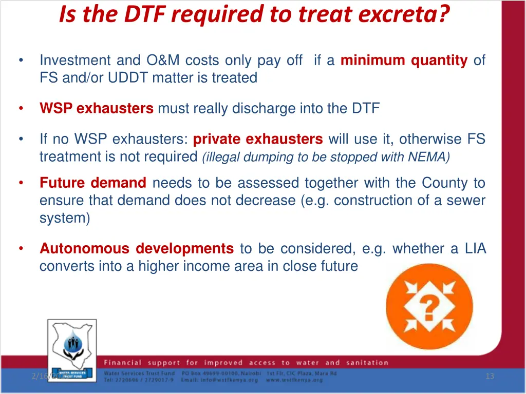 is the dtf required to treat excreta