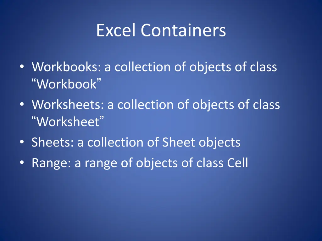 excel containers