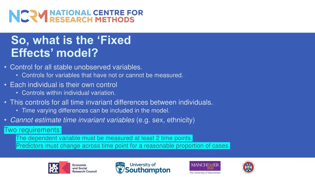 so what is the fixed effects model control