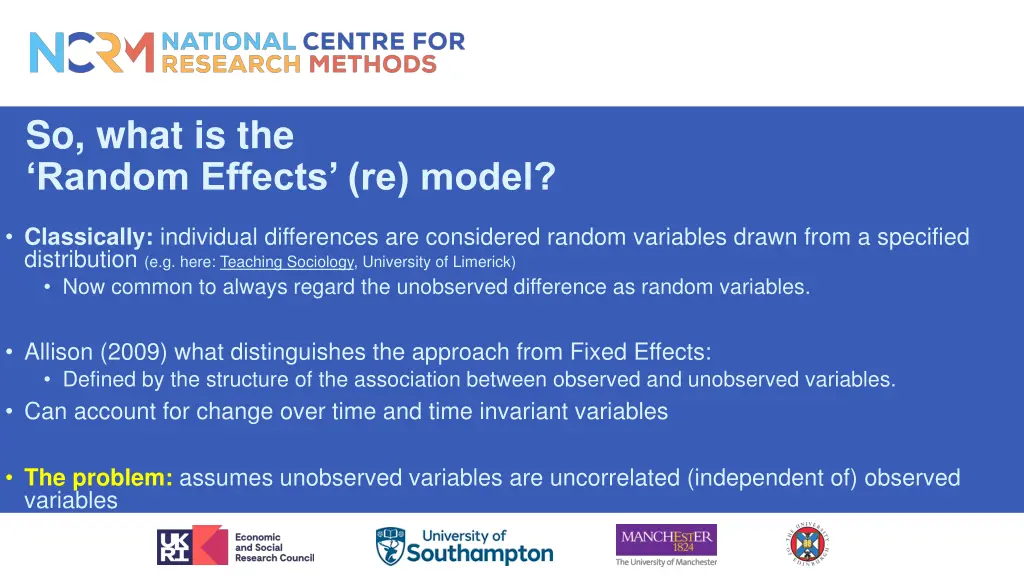 so what is the random effects re model