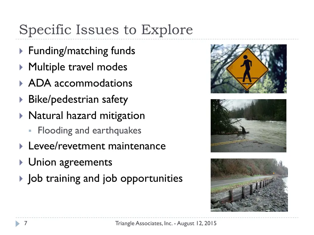 specific issues to explore