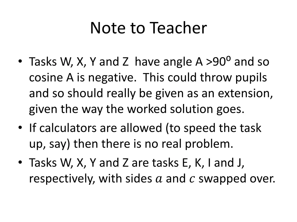 note to teacher
