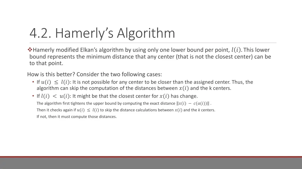 4 2 hamerly s algorithm