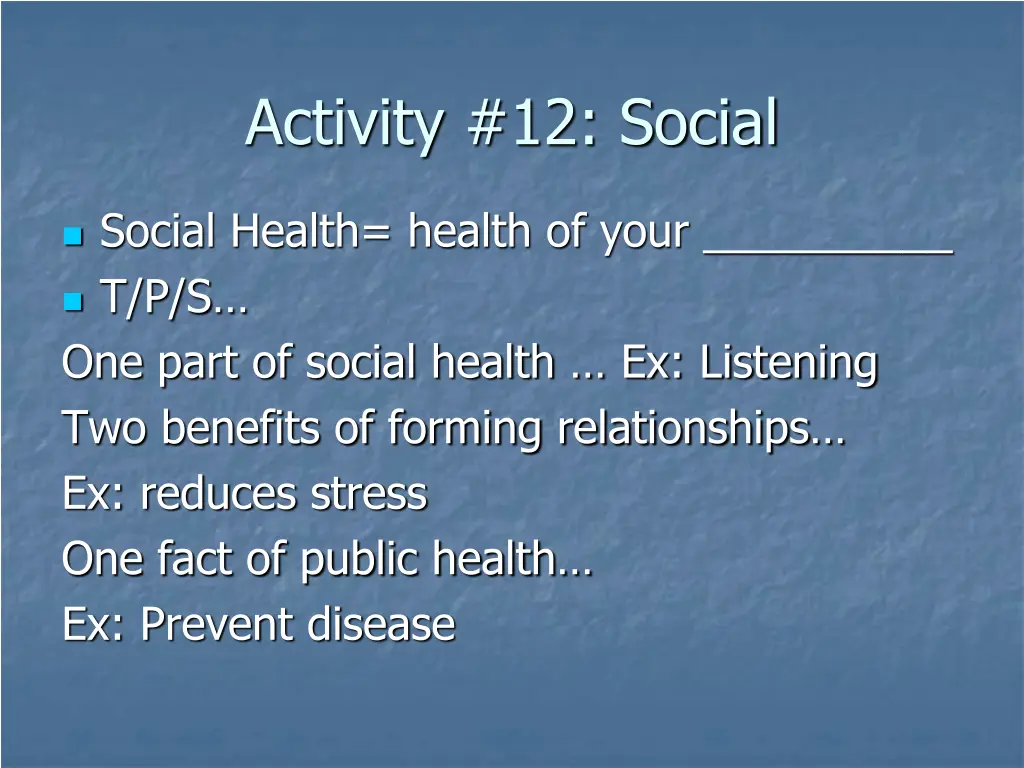 activity 12 social