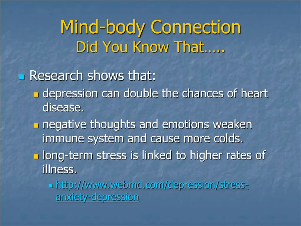 mind body connection did you know that