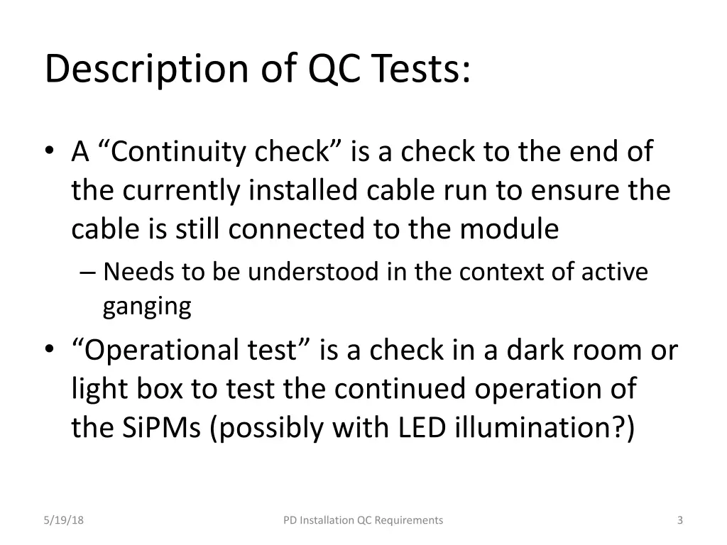 description of qc tests