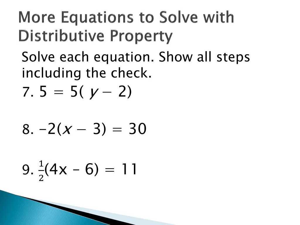 solve each equation show all steps including