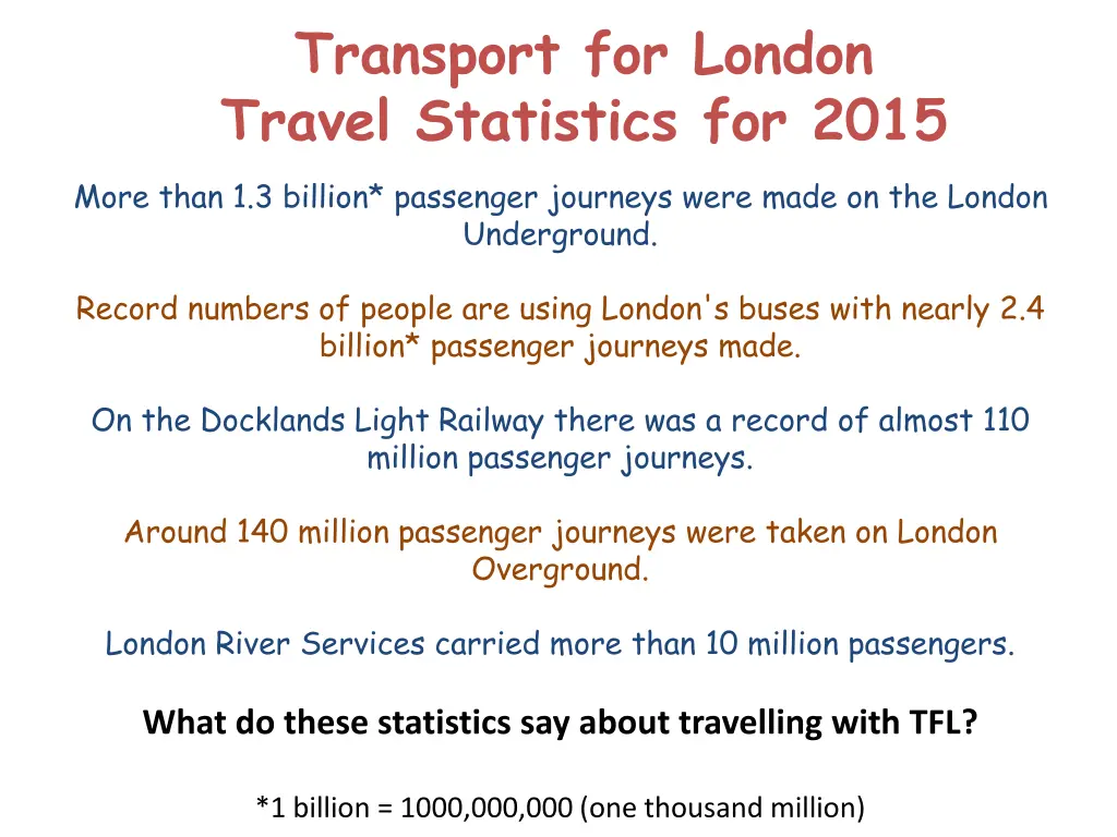 transport for london travel statistics for 2015