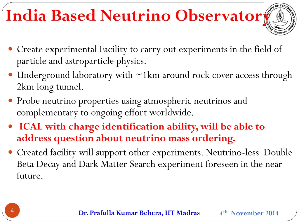 india based neutrino observatory