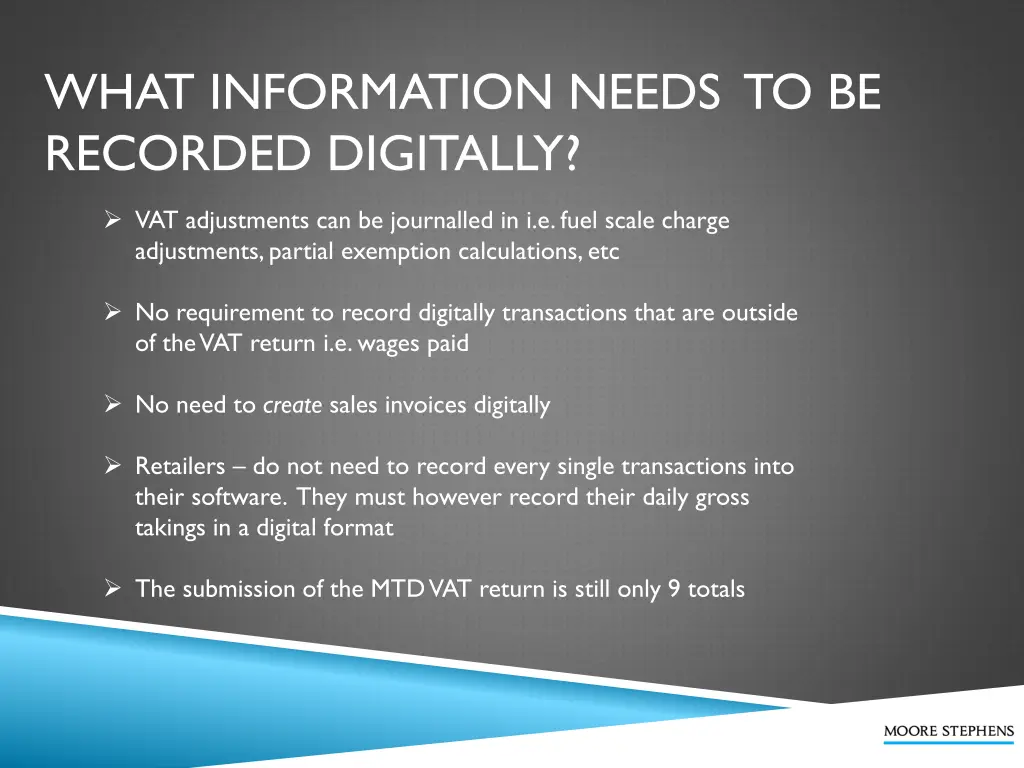 what information needs to be recorded digitally 1