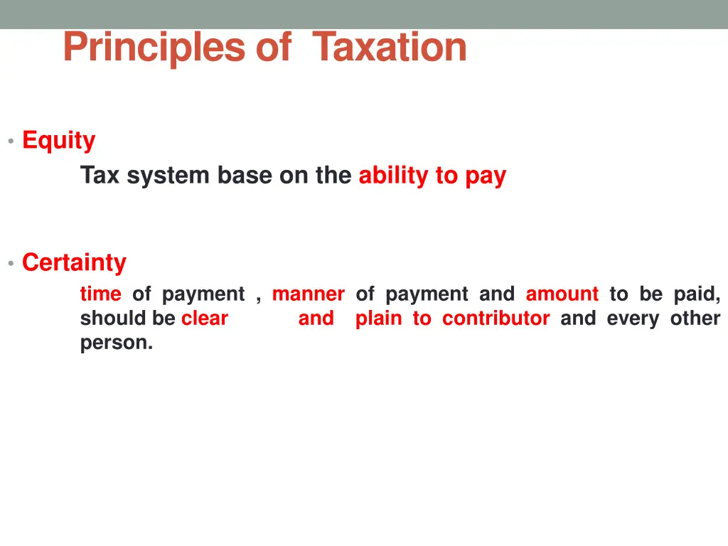 principles of taxation