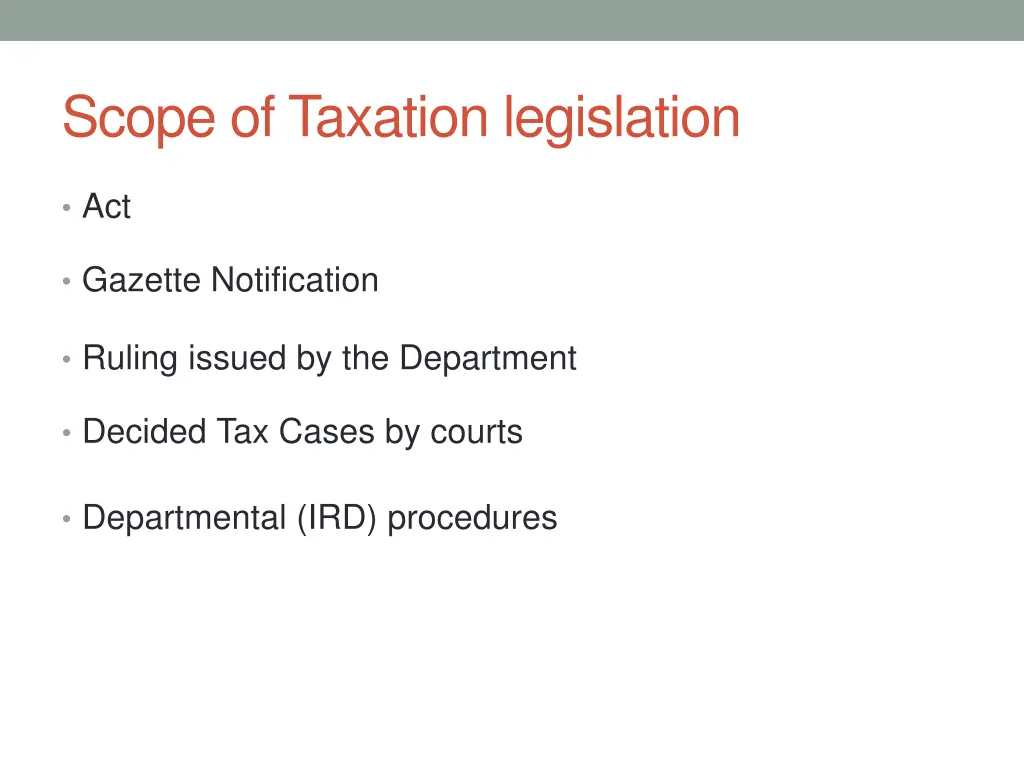 scope of taxation legislation