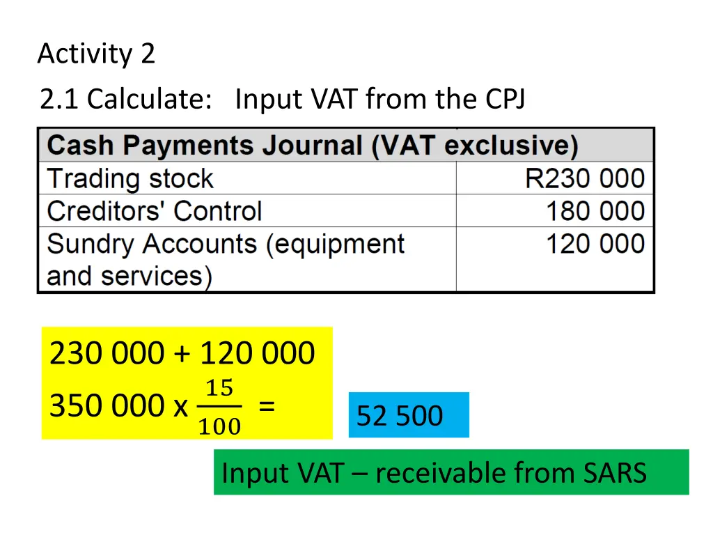 activity 2 2 1 calculate input vat from the cpj