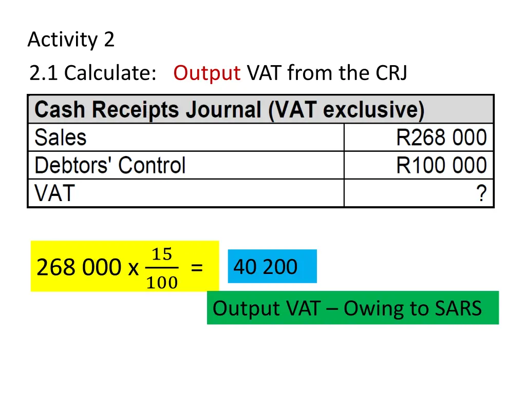 activity 2 2 1 calculate output vat from the crj