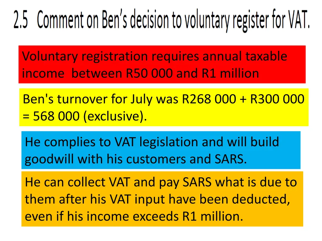 voluntary registration requires annual taxable