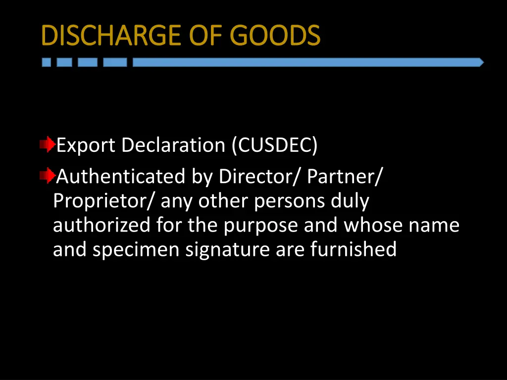 discharge discharge of goods