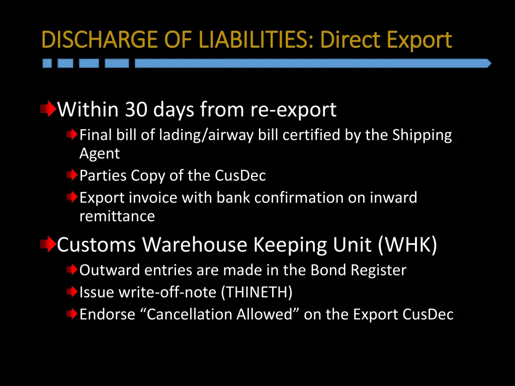 discharge of discharge of liabilities direct