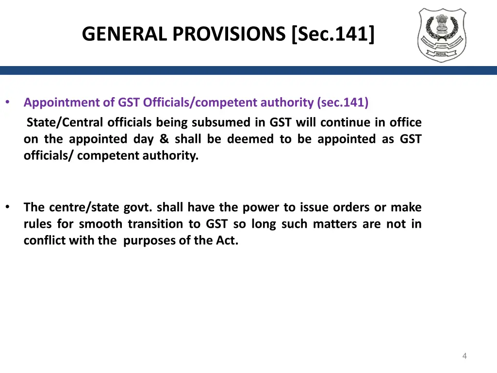 general provisions sec 141
