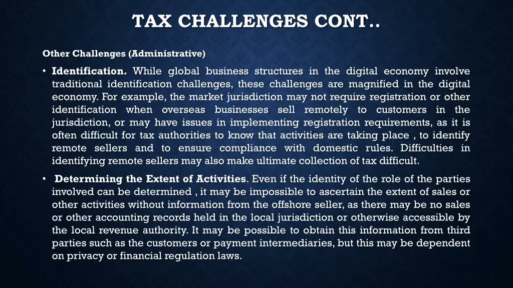 tax challenges cont 1