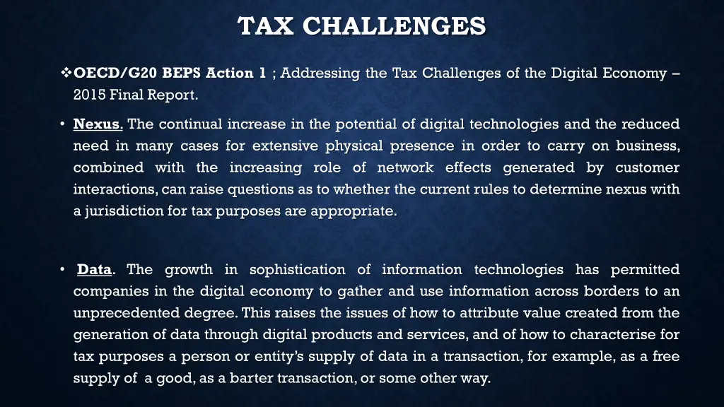tax challenges