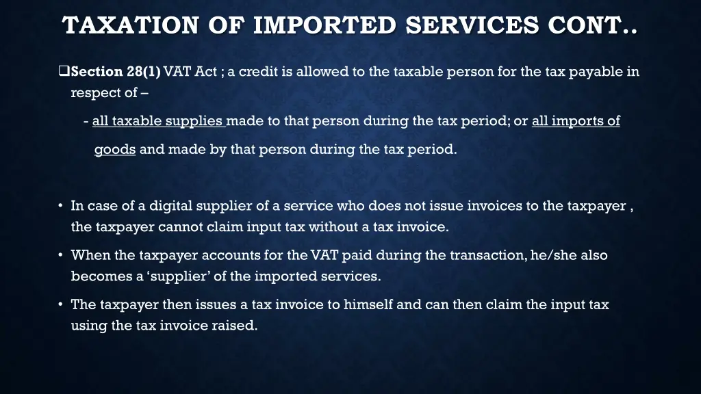 taxation of imported services cont