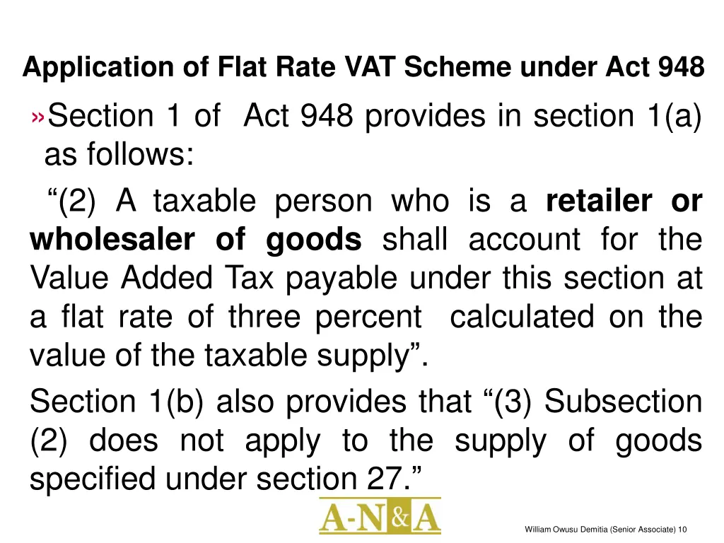 application of flat rate vat scheme under 1