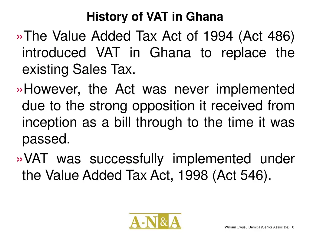 history of vat in ghana